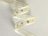 Foil gold print on organza satin edge ribbon 