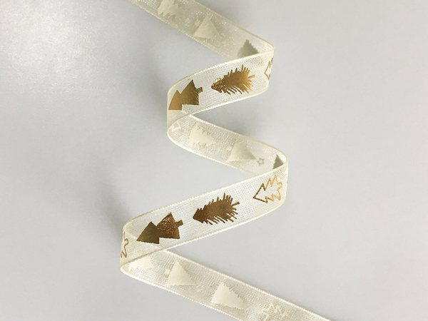Organza Ribbon Pigment & Foil Print ( Gold/Sillver )