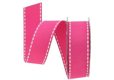 100% Polyester Made stitched grosgrain ribbon.