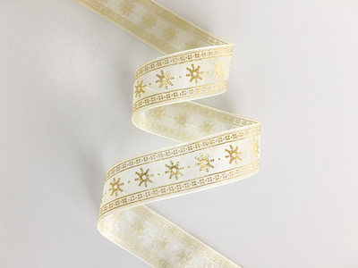 Organza Ribbon Screen Foil Print ( Gold/Silver )